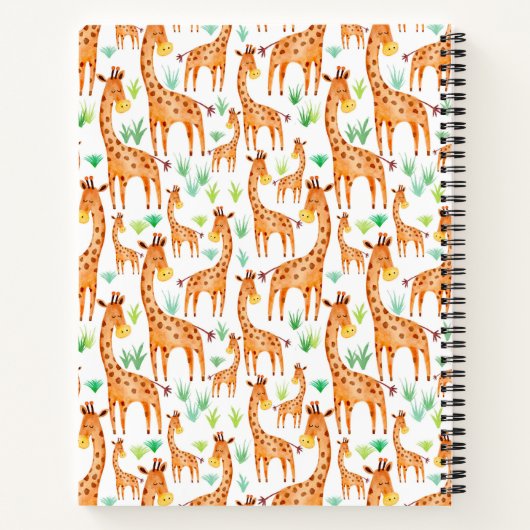 Schöne WasserfarbenGiraffe Tier Personalisiert Notizblock (Rückseite)