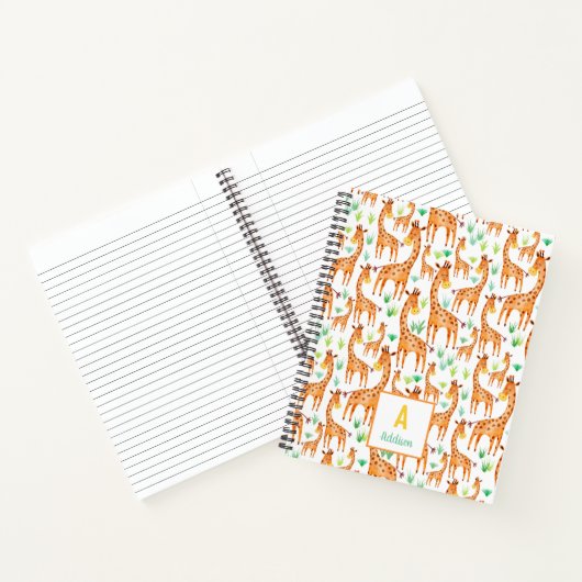 Schöne WasserfarbenGiraffe Tier Personalisiert Notizblock (Innenseite)