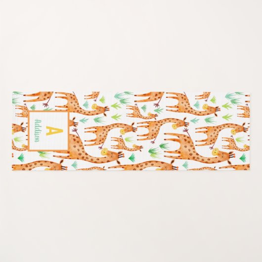Schöne WasserfarbenGiraffe Tier Personalisiert Yogamatte (Vorderseite (Horizontal))