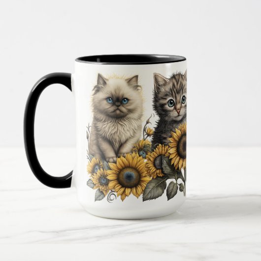 SCHÖNE WASSERFARBENKÜCHE MIT SONNENBLUMEN TASSE (Links)