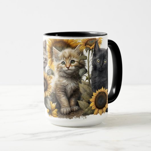 SCHÖNE WASSERFARBENKÜCHE MIT SONNENBLUMEN TASSE (VorderseiteRechts)