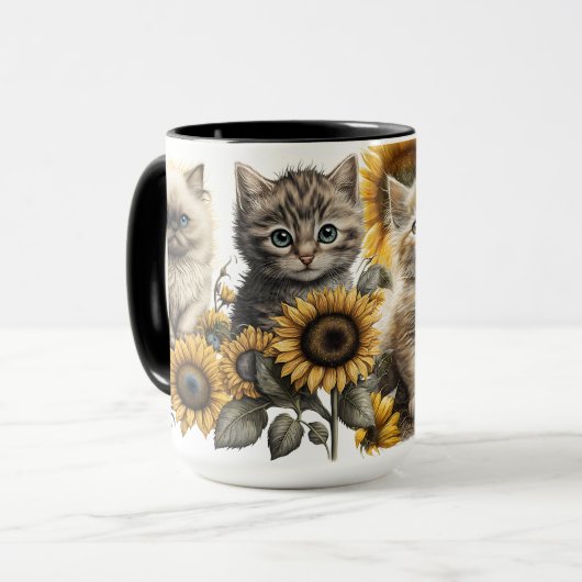 SCHÖNE WASSERFARBENKÜCHE MIT SONNENBLUMEN TASSE (Vorderseite Links)