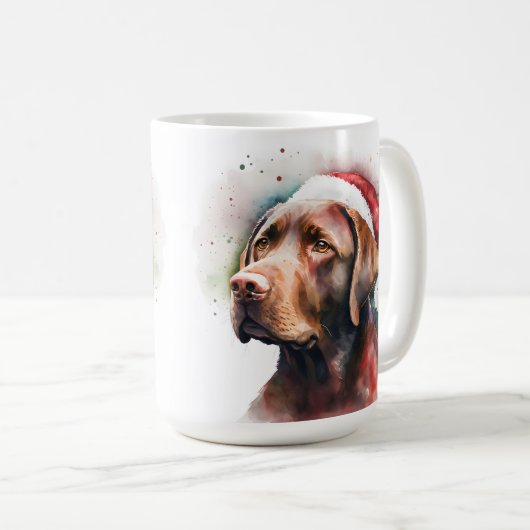 SCHÖNE WASSERFARBENSCHOCOLATE LABRADOR KAFFEETASSE (VorderseiteRechts)