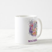 Schöne Wasserfarbenwelt Einhorn und Blume Kaffeetasse (VorderseiteRechts)