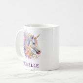 Schöne Wasserfarbenwelt Einhorn und Blume Kaffeetasse (Vorderseite Links)