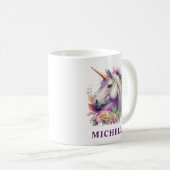 Schöne Wasserfarbenwelt Einhorn und Blume Kaffeetasse (VorderseiteRechts)