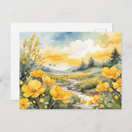 Schöne Wasserfarbenwelt Landschaft Postkarte