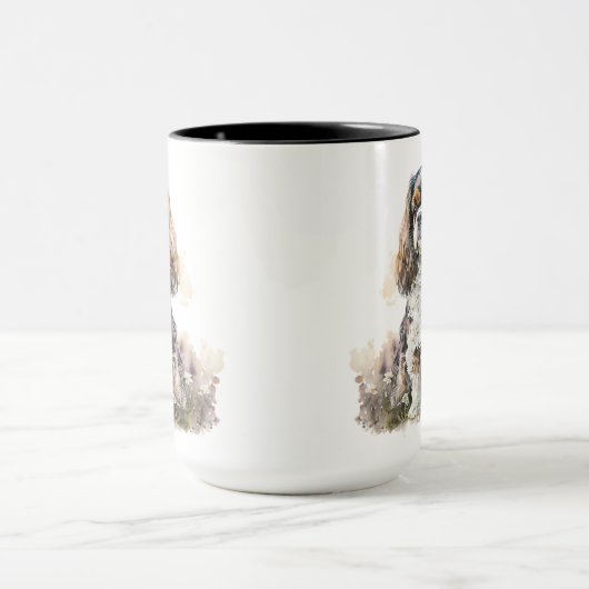 SCHÖNE WASSERFARBKABALIER KING CHARLES SPANIEL TASSE (Zentrum)