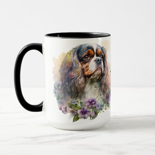 SCHÖNE WASSERFARBKABALIER KING CHARLES SPANIEL TASSE (Links)