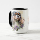SCHÖNE WASSERFARBKABALIER KING CHARLES SPANIEL TASSE (Vorderseite Links)