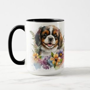 SCHÖNE WASSERFARBKABALIER KING CHARLES SPANIEL TASSE