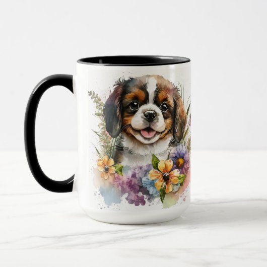 SCHÖNE WASSERFARBKABALIER KING CHARLES SPANIEL TASSE (Links)