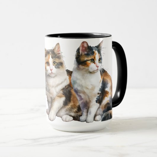 SCHÖNE WASSERFARBKATZE TASSE (VorderseiteRechts)