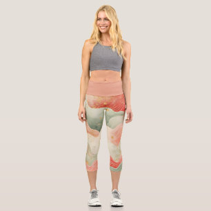 Schöne Wasserfarbwirbel Rot/Grün/Gold Design  Capri Leggings