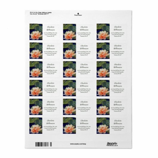 Schöne Wasserlilie Blume in Wasserfarbenadresse Adressaufkleber (Vorne)