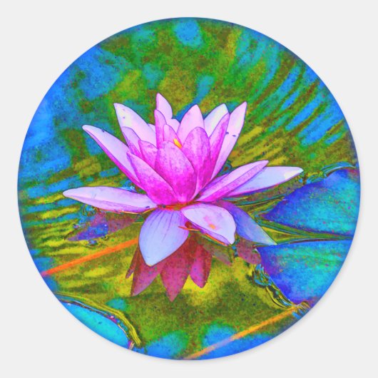 Schöne Wasserlilie Lotus Blossom Yoga Runder Aufkleber (Vorderseite)