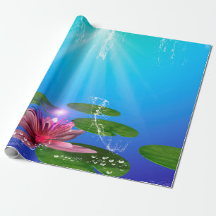 Schöne Wasserlilie mit Wasserspritzen Geschenkpapier