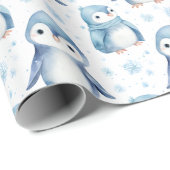 Schöne Watercolor Baby Penguin Weihnachten Geschenkpapier (Rolleneckpunkt)