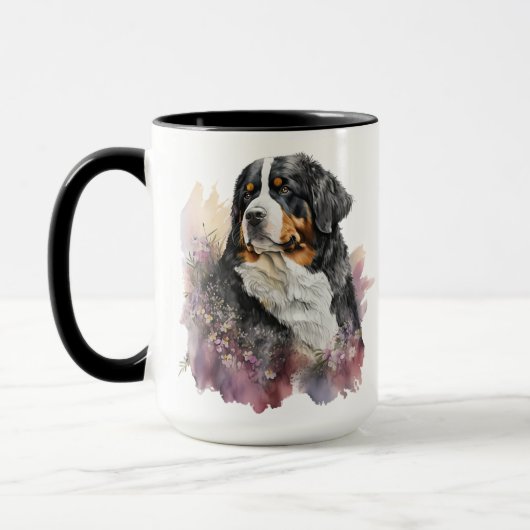 SCHÖNE WATERCOLOR BERNESE BERGHUND TASSE (Links)