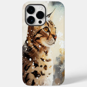 SCHÖNE WATERCOLOR BRAUN GEFLECKTE BENGAL-KATZE iPhone 14 PRO MAX  HÜLLE