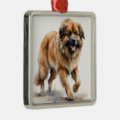 SCHÖNE WATERCOLOR BROWN LEONBERGER DOG ORNAMENT AUS METALL (Rechts)