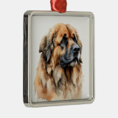 SCHÖNE WATERCOLOR BROWN LEONBERGER DOG ORNAMENT AUS METALL (Rechts)