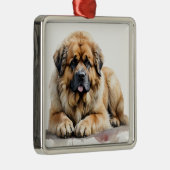 SCHÖNE WATERCOLOR BROWN LEONBERGER DOG ORNAMENT AUS METALL (Rechts)