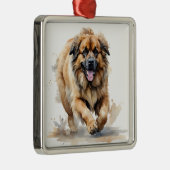 SCHÖNE WATERCOLOR BROWN LEONBERGER DOG ORNAMENT AUS METALL (Rechts)