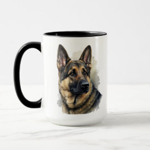 SCHÖNE WATERCOLOR DEUTSCHE SHEPHERHERHERDE HUNDE B TASSE