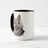 SCHÖNE WATERCOLOR DEUTSCHE SHEPHERHERHERDE HUNDE B TASSE (Vorderseite Links)