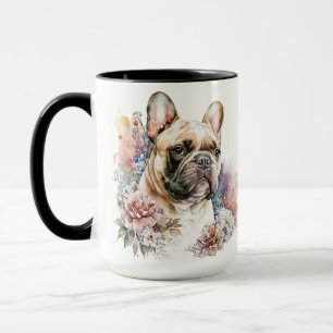 SCHÖNE WATERCOLOR FRANZÖSISCH BULLDOG HUND TASSE