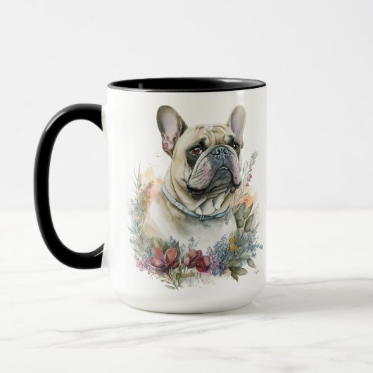 SCHÖNE WATERCOLOR FRANZÖSISCH BULLDOG HUND TASSE (Links)