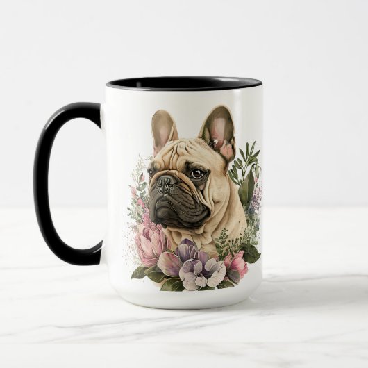 SCHÖNE WATERCOLOR FRANZÖSISCH BULLDOG HUND TASSE (Links)