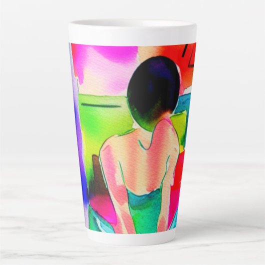 Schöne Watercolor-Frau Milchtasse (Vorderseite)