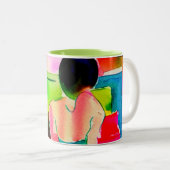 Schöne Watercolor-Frau Zweifarbige Tasse (VorderseiteRechts)