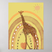 Schöne Watercolor Giraffe Regenbogenszene Poster (Vorne)