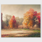 Schöne Watercolor Herbstwald Landschaft Geschenkpapier (Flach)