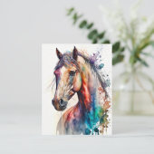 Schöne Watercolor Horse Grußkarte Einladung (Stehend Vorderseite)