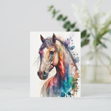 Schöne Watercolor Horse Grußkarte
