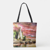 Schöne Watercolor Leuchtturmszene Tasche (Rückseite)