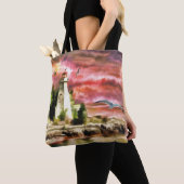 Schöne Watercolor Leuchtturmszene Tasche (Von Nahem)