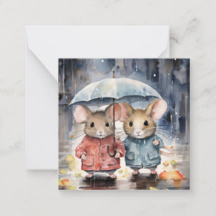 Schöne Watercolor-Maus-Karte Mitteilungskarte