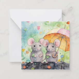Schöne Watercolor-Maus-Karte Mitteilungskarte