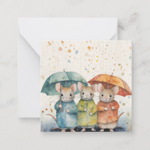 Schöne Watercolor-Maus-Karte Mitteilungskarte