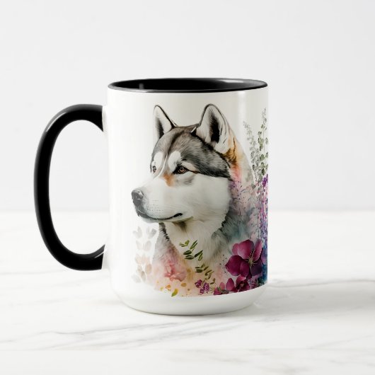 SCHÖNE WATERCOLOR SIBERIAN HUSKY HUSKY DOG TASSE (Links)