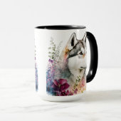 SCHÖNE WATERCOLOR SIBERIAN HUSKY HUSKY DOG TASSE (VorderseiteRechts)