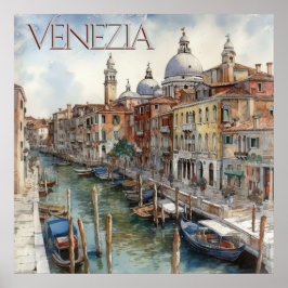 Schöne Watercolor Venedig Canal Travel Poster