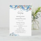 Schöne Watercolor-Vögel und Foliage-Hochzeit Programm (Stehend Vorderseite)