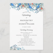 Schöne Watercolor-Vögel und Foliage-Hochzeit Programm (Vorderseite)