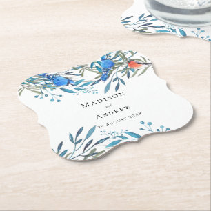 Schöne Watercolor-Vögel und Foliage-Hochzeit Untersetzer